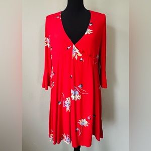 NWT FREE PEOPLE Time On My Side Red Floral Wrap Dress (Size S)